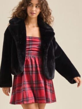 Altar'd State Black Faux-Fur Teddy Jacket